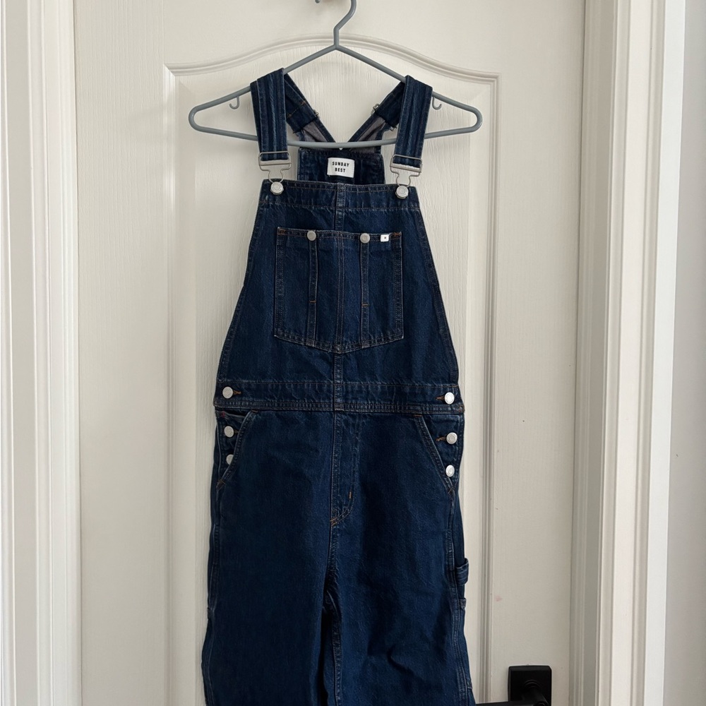 Aritzia Dark Blue Denim Overalls